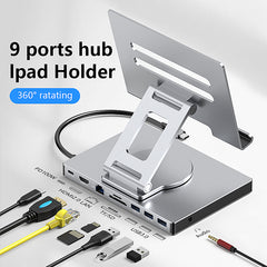 9 in 1 iPad Holder, Type-C Free Rotating & Lifting